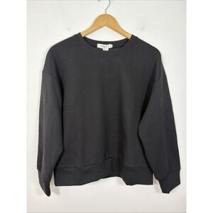 Shalldoer Women's Scuba Luxe Raglan Crew Sweatshirt Black XL Everyday Basic NWT